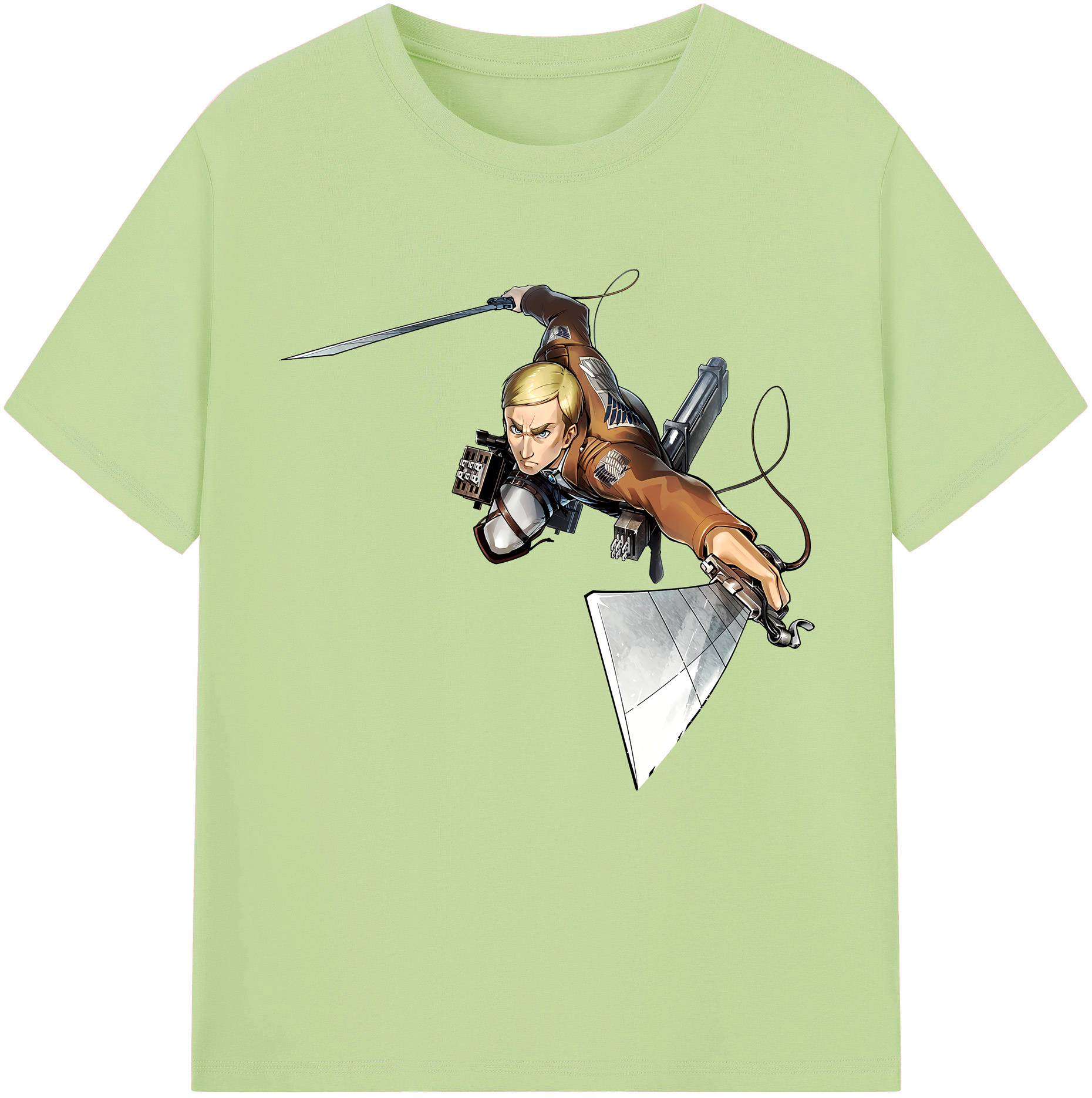 （画像用） 進撃の巨人 エルヴィン・スミス Attack on Titan Erwin Smith 綿100％半袖Tシャツ（フロントプリント）